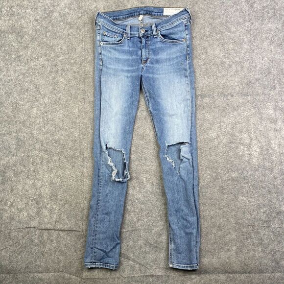 Rag & Bone Murray Light Wash Destroyed Whiskered Capri Skinny Jeans Women's 27 - Picture 1 of 10